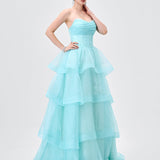 TIFF STRAPLESS TIERED BALL GOWN B83D01105 - Mint