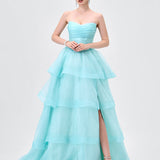 TIFF STRAPLESS TIERED BALL GOWN B83D01105 - Mint