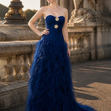 ZIANA STRAPLESS RUFFLE BALL GOWN B83D0186 - Navy