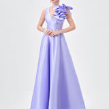 MIRELLA V NECK RUFFLE GOWN B83D01104 - Lavender