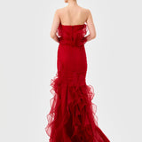 ZITA STRAPLESS RUFFLE GOWN B82D61L