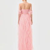 LILI OFF SHOULDER RUFFLE GOWN B82D79L