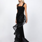 ALEXIS RUFFLE FISHTAIL HI LO GOWN B82D80HL