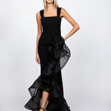 ALEXIS RUFFLE FISHTAIL HI LO GOWN B82D80HL