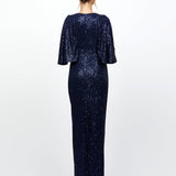 EMMALENE CAPE SLEEVE GOWN B79D09L