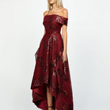 JESSIE OFF SHOULDER MESH BALL GOWN B33D41HL