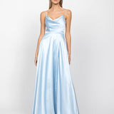 DIAMOND COWL WRAP GOWN B43D11LW