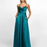 DIAMOND COWL WRAP GOWN B43D11LW