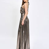 AISHA RUCHED HIGH NECK GOWN B75D24L