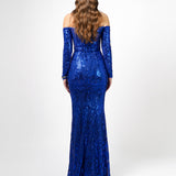 ZOYA LONG SLEEVE SEQUIN GOWN B75D18L