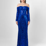 ZOYA LONG SLEEVE SEQUIN GOWN B75D18L