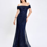 ALIANNA OFF SHOULDER GLITTER GOWN B75D88L