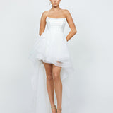 EVANGELINE STRAPLESS HI LO GOWN B75D90HL
