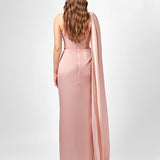 JUSTINE ONE SHOULDER CAPE GOWN B76D46L