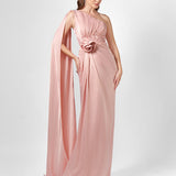 JUSTINE ONE SHOULDER CAPE GOWN B76D46L