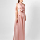 JUSTINE ONE SHOULDER CAPE GOWN B76D46L