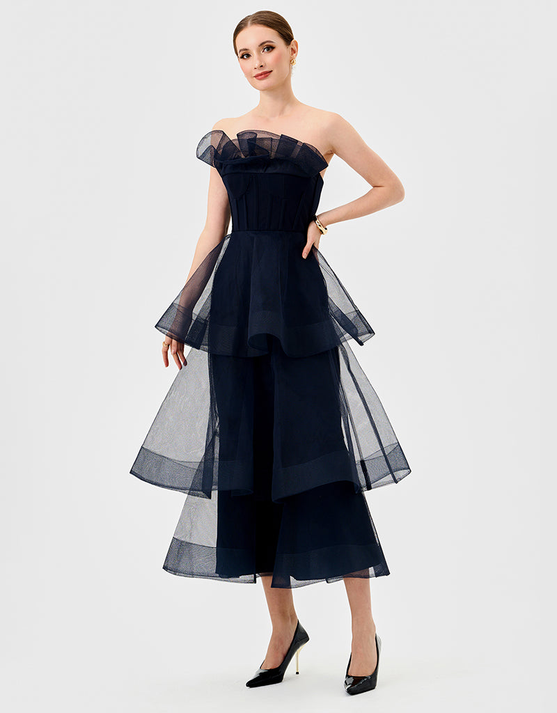 MAE TIERED RUFFLE MIDI B77D73S