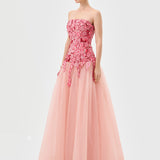 POPPI STRAPLESS FLORAL GOWN B81D01L