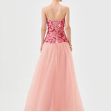 POPPI STRAPLESS FLORAL GOWN B81D01L