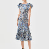 PERI FLUTTER SLEEVE MIDI B81D04S