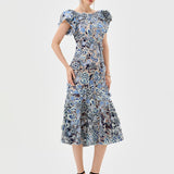 PERI FLUTTER SLEEVE MIDI B81D04S