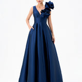 MIRELLA V NECK RUFFLE GOWN B81D51L