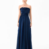 MEIRA STRAPLESS FRILL GOWN B83D0139 - Navy