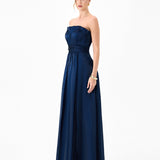 MEIRA STRAPLESS FRILL GOWN B83D0139 - Navy