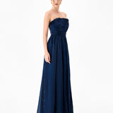 MEIRA STRAPLESS FRILL GOWN B83D0139 - Navy