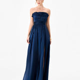 MEIRA STRAPLESS FRILL GOWN B83D0139 - Navy