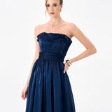 MEIRA STRAPLESS FRILL GOWN B83D0139 - Navy