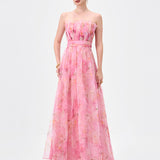 MEIRA STRAPLESS FRILL GOWN B83D0139 - Floral Multi