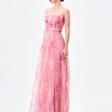 MEIRA STRAPLESS FRILL GOWN B83D0139 - Floral Multi
