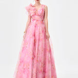 CRESSIDA RUFFLE SHOULDER GOWN B83D0140 - Floral Multi