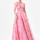 CRESSIDA RUFFLE SHOULDER GOWN B83D0140 - Floral Multi