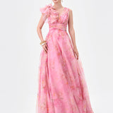 CRESSIDA RUFFLE SHOULDER GOWN B83D0140 - Floral Multi