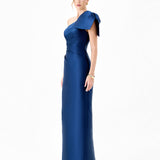 ARAMY ONE SHOULDER BOW GOWN B83D0160 - Navy