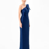 ARAMY ONE SHOULDER BOW GOWN B83D0160 - Navy