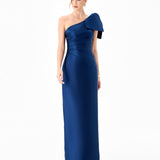 ARAMY ONE SHOULDER BOW GOWN B83D0160 - Navy