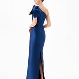 ARAMY ONE SHOULDER BOW GOWN B83D0160 - Navy