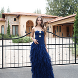 ZIANA STRAPLESS RUFFLE BALL GOWN B83D0186 - Navy