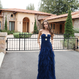 ZIANA STRAPLESS RUFFLE BALL GOWN B83D0186 - Navy