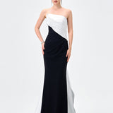 ROELLA ASYMMETRIC SASH GOWN B83D02100 - Black/White
