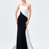 ROELLA ASYMMETRIC SASH GOWN B83D02100 - Black/White