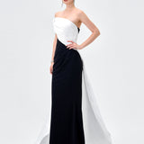ROELLA ASYMMETRIC SASH GOWN B83D02100 - Black/White