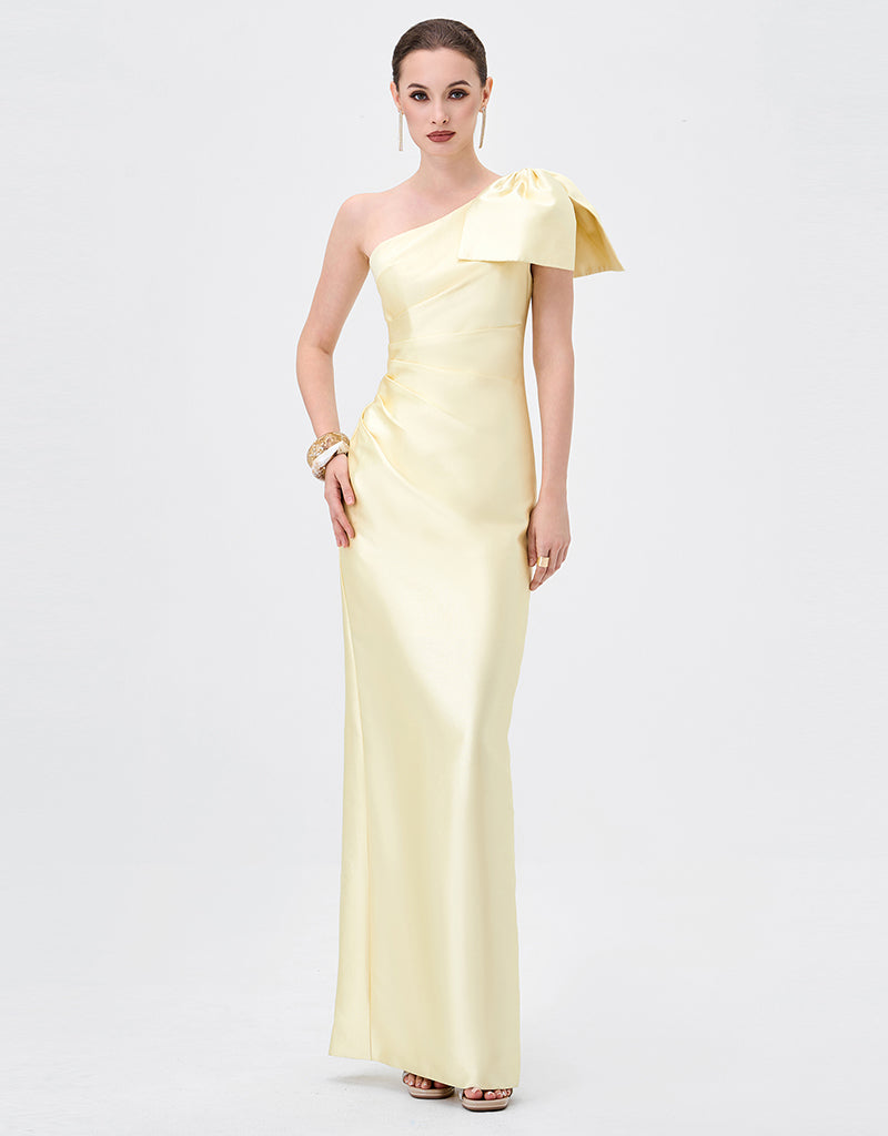 ARAMY ONE SHOULDER BOW GOWN B83D0160 - Yellow