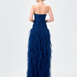 ZIANA STRAPLESS RUFFLE BALL GOWN B83D0186 - Navy
