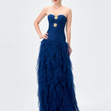 ZIANA STRAPLESS RUFFLE BALL GOWN B83D0186 - Navy