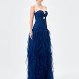 ZIANA STRAPLESS RUFFLE BALL GOWN B83D0186 - Navy