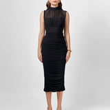 ELISHA HIGH NECK MIDI BL76D49S